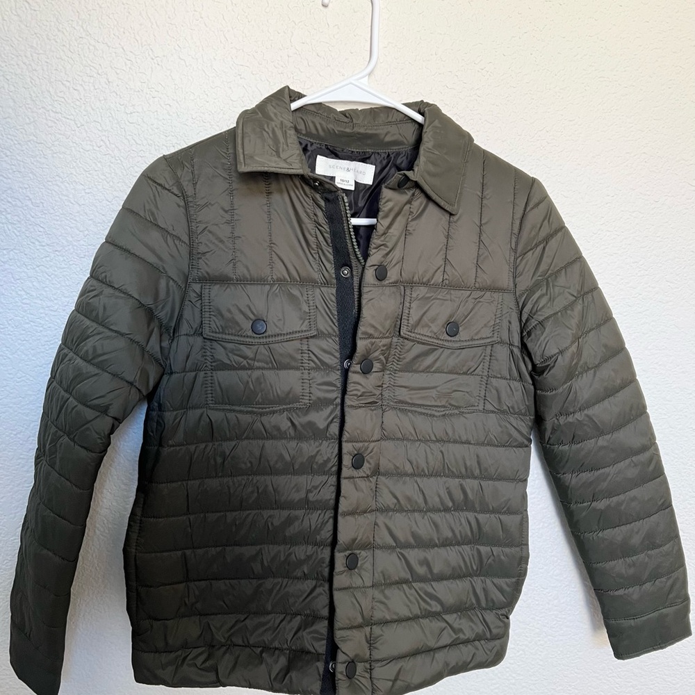 Olive Green Quilted Kids Jacket